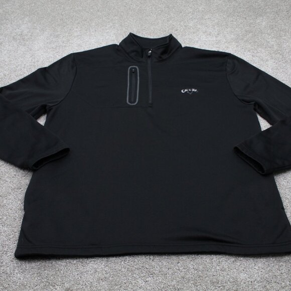 Callaway Sweatshirt Mens XL Black 1/4 Zip 100% Polyester Long Sleeve Pullover - Picture 2 of 11